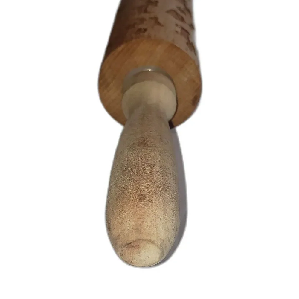 Wooden Rolling Pin Embossed with Dogs and Animal Paw Prints